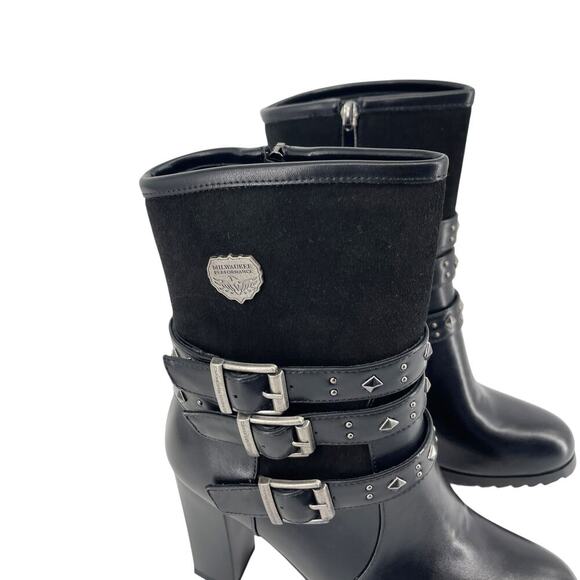 Milwaukee Performance MBL9433 leather motorcycle boots Triple Buckle Size 8 - Picture 7 of 7